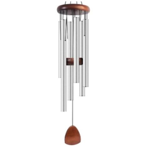 Carillon à Vent en Argent - Son Grave et Profond - Décoration de Jardin Résistante aux Intempéries - Apaisant (1/4)