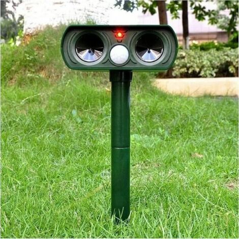 Répulsif Extérieur Solaire à Ultrasons pour Chats - Éloigne Chats, Chiens, Oiseaux et Animaux Sauvages des Jardins et Fermes [H523] (1/4)