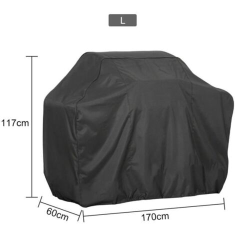 170x61x117cm - Housse de protection noire pour barbecue, imperméable, anti-poussière, anti-UV, pour extérieur. (1/4)