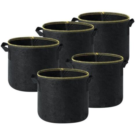 5 pièces Sacs de culture pour plantes 25x22 cm noir (1/4)
