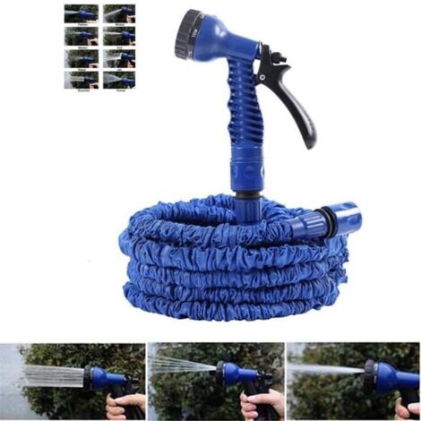 Tuyau d'arrosage extensible et rétractable de 52 m (175 pieds) - Vert, avec 7 fonctions. (1/4)
