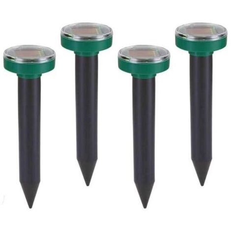 Lot de 4 répulsifs solaires à ultrasons IP65 - Anti-taupes, anti-campagnols - Pour jardin et cour. (1/4)