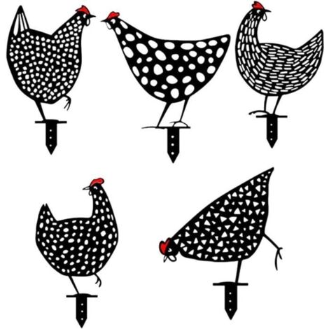 5 Pièces Décorations de Jardin en Acrylique - Poulets pour Pelouse, Allée, Cadeau d'Extérieur (1/4)
