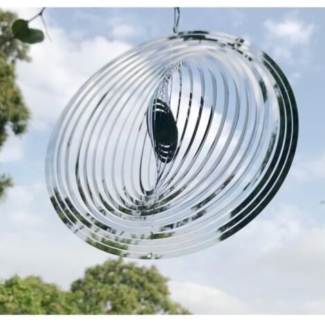 Carillon à vent extérieur en métal rond 3D - Décoration pour maison, bar, chambre intérieure féminine, balcon et jardin. (1/4)