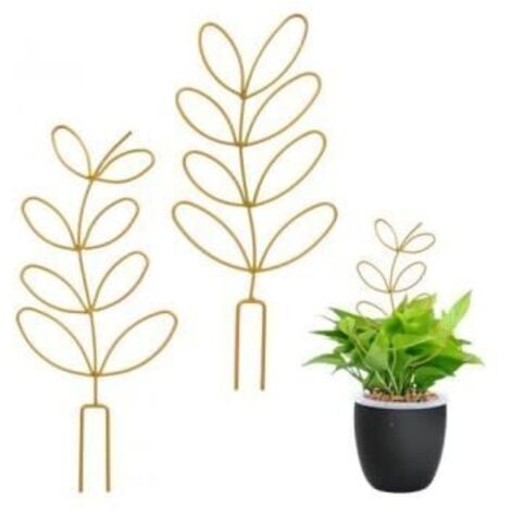 Lot de 2 tuteurs pour plantes d'intérieur - Treillis doré en métal pour plantes grimpantes (1/4)