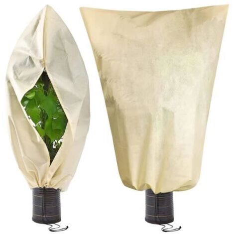 Housse d'hivernage pour plantes, lot de 2 avec cordon de serrage et fermeture éclair, 100 x 80 cm, protection contre le froid. (1/4)