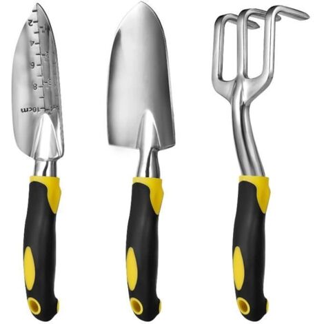 3 pièces d'outils de jardin en fonte d'aluminium avec poignée antidérapante en caoutchouc souple (1/4)
