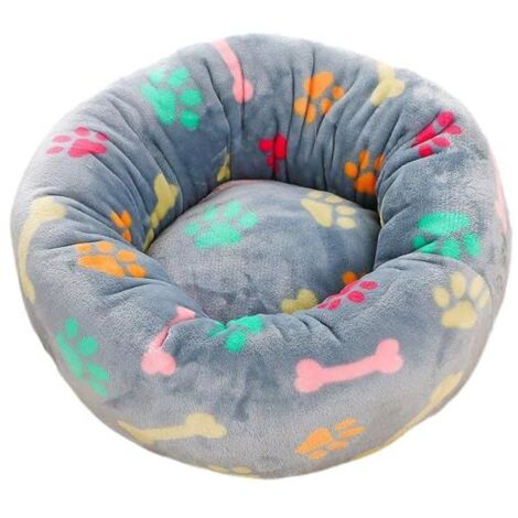Round Plush Dog Bed Cushion with Cat Pattern, Washable Pet Bed Sticks Design 60cm PET BASKET (1/5)