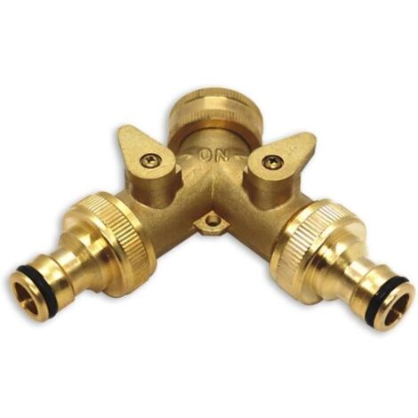 Raccord de Robinet en Laiton Chromé, Adaptateur de Vidange Type Y avec Interface 3/4", Double Sortie 1/2" (1/4)
