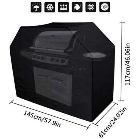 Housse de Protection pour Barbecue - Bâche Imperméable, Anti-UV, Anti-poussière et Anti-humidité en Polyester (145 x 61 x 117 cm) (1/4)