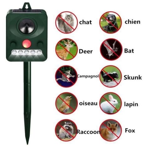 Répulsif Solaire à Ultrasons pour Chats et Nuisibles de Jardin - Fréquence Réglable (1/4)