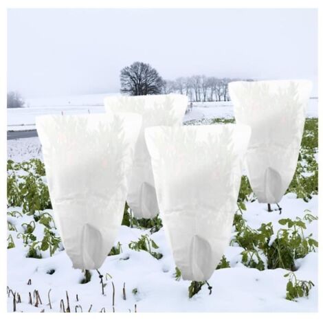 4 housses d'hivernage pour plantes, voile d'hivernage extérieur réutilisable, résistant, 80 x 60 cm (1/4)