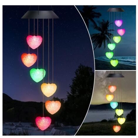 Carillon éolien solaire LED pour jardin - Blanc - 7 couleurs - écologique (1/4)