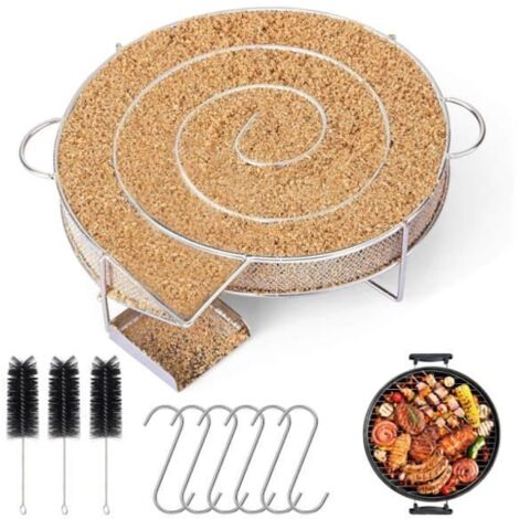 Générateur de fumée froide en inox - 20x20x5cm - 6 crochets à viande - 3 brosses - Fumage à froid simplifié (1/4)
