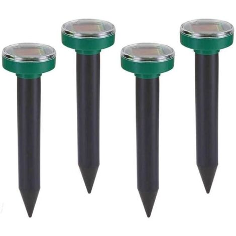 Lot de 4 répulsifs solaires à ultrasons IP65 - Anti-taupes, anti-campagnols - Pour jardin et pelouse A113 (1/4)