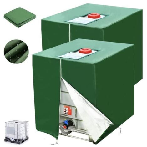 Housse de protection IBC en polyester 420D, anti-UV et résistante aux intempéries. (1/4)