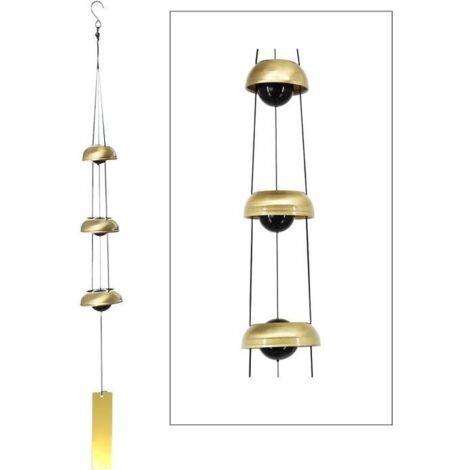 Carillon à vent Feng Shui - 3 cloches en cuivre - Style rétro - Décoration de jardin - Porte-bonheur (1/4)