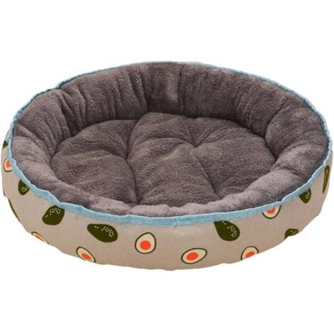 Diamond Print Dog Basket, Round Cat Bed, Washable Plush Pet Cushion, Avocado Design Pet Carrier M (1/5)