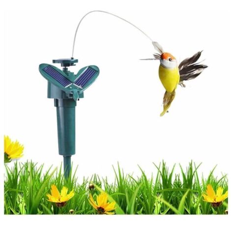 Jouet décoratif - Colibri solaire flottant - Réaliste - Vert - Fonctionne sur batterie (1/4)
