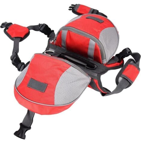Dog Backpack, Adjustable Dog Hiking Backpack, Outdoor Dog Saddle Bag with Side Pockets and Pet Harness (1/5)