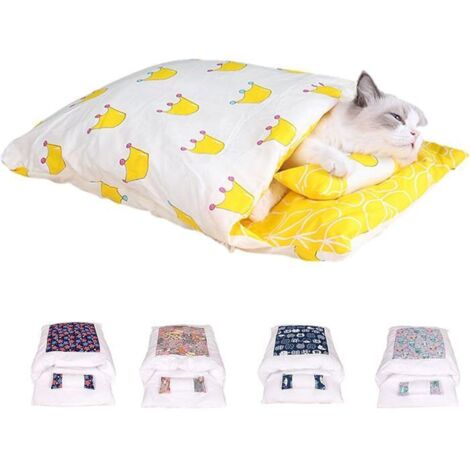 Orthopedic Cat Sleeping Cushion - Soft - Warm - Removable - Washable - Small Pet Bed in Yellows Basket (1/5)