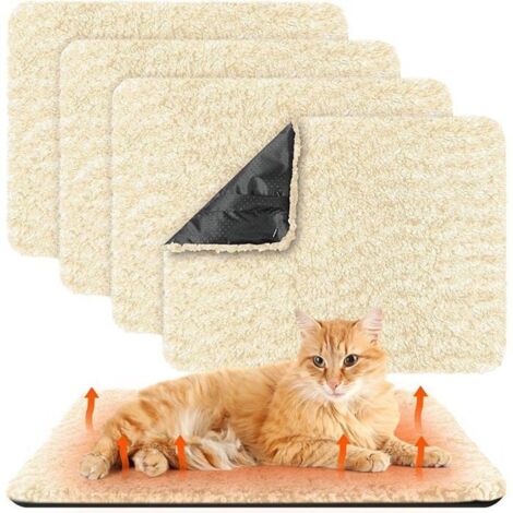 4 Self-Heating Pet Cushions, Washable and Removable Dog Mat with Non-Slip Brown Base (1/5)