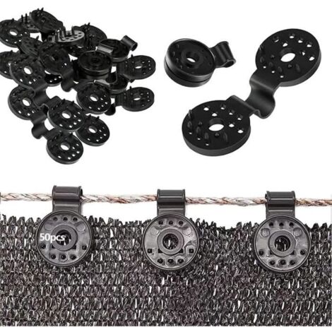 Lot de 50 clips en plastique pour tissu de protection et filet d'ombrage, avec œillets intégrés. (1/4)