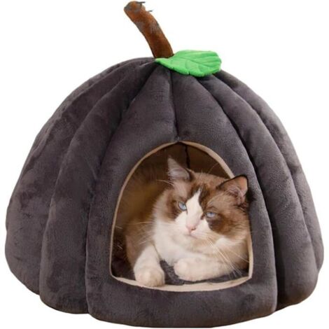 Pumpkin-shaped cat cave, Halloween bed for cats and small dogs (gray, 38.1 cm) Gray 15 in BASKET (1/5)