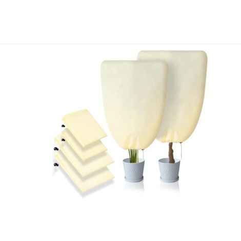 Lot de 4 housses d'hivernage pour plantes, voile extérieur résistant aux intempéries, chaud et réutilisable (60x80cm, 80x120cm) (1/4)