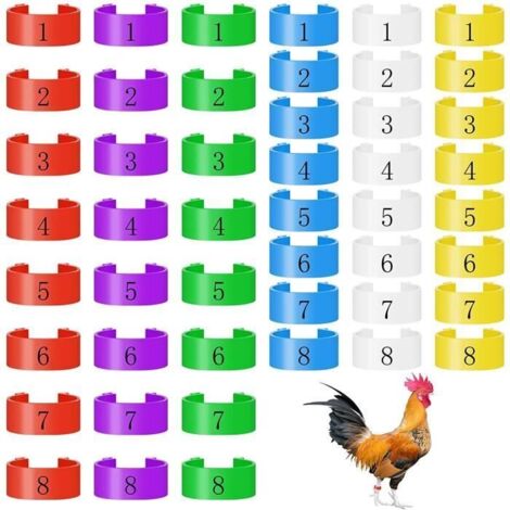 48 Pièces Bagues pour Pattes de Volaille - Anneaux pour Poulets, Canards, Oies, 16mm et 20mm (Diamètre Intérieur)