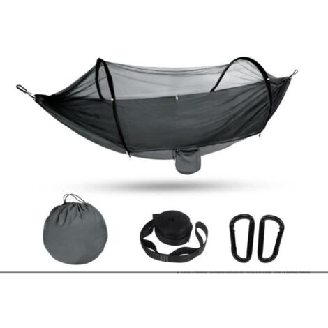 Hamac de voyage en nylon avec moustiquaire, capacité 200 kg 260 x 140 cm, idéal pour le camping. (1/4)