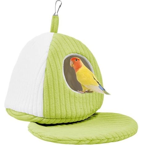 Bird's Nest Cage – Warm Hammock for Small Pets, Winter Comfort with Green and White Plush Function BASKET (1/5)