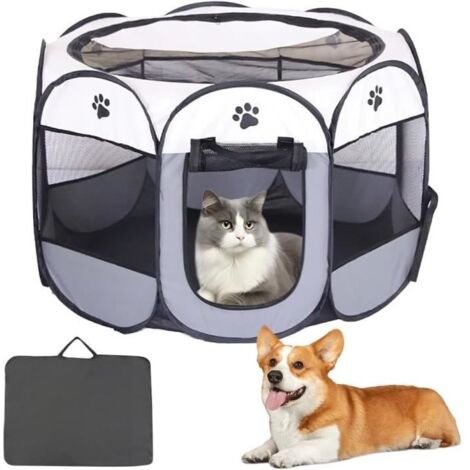 Portable Pet Playpen, Dog Playpen, Cat Enclosure, Oxford Cloth Pet Fence, 74 x 74 x 43 cm (1/4)