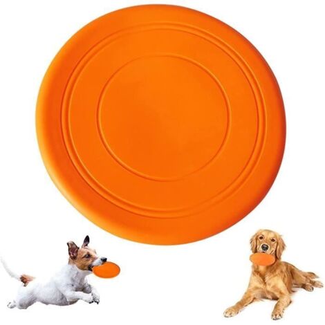 Durable Orange Silicone Dog Frisbee - 18cm Outdoor Interactive Toy