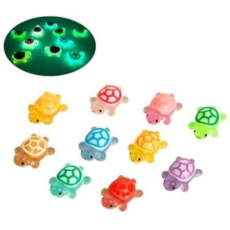 10 Pièces Mini Tortues Lumineuses en Résine, Petites Tortues Phosphorescentes pour Décorations de Jardin (1/4)