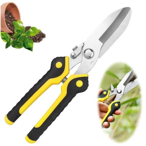 Sécateur de Jardin - MARQUE - Modèle - Inox - Manche ergonomique - Jaune (1/4)