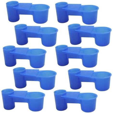 Bird drinking fountain with insertable Coca-Cola style bottle, suitable for birds, pigeons, parrots, and aviaries (Blue), 10 pieces (1/4)