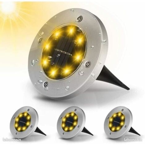 Lampe Solaire - Lot de 4 - 8 LEDs - Blanc Chaud - Étanche IP65 (1/4)