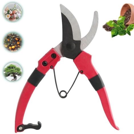 Sécateur de Jardin - 19cm - Acier Inoxydable - Rouge - Lames Affûtées (1/4)