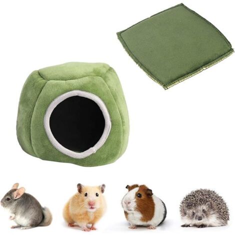 Comfortable Bed for Guinea Pigs, Hamsters, and Small Pets with Removable Cushion, Hideout Nest Log-style Basket (1/5)