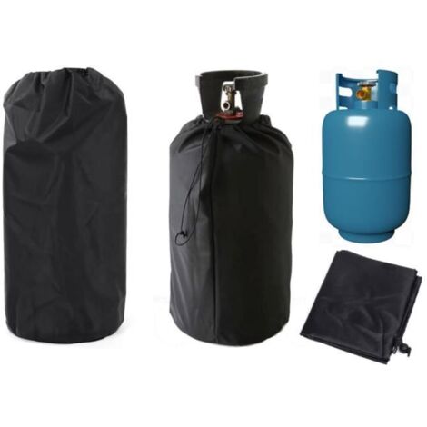 2 housses de réservoir de gaz - 31 x 59 cm - Tissu Oxford 210D - Protection pour barbecue - Avec cordon de serrage (1/4)