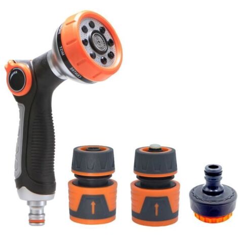 Pistolet d'arrosage - Marque - Modèle - 8 réglages de jet - Débit d'eau ajustable - Idéal pour le lavage auto (1/4)