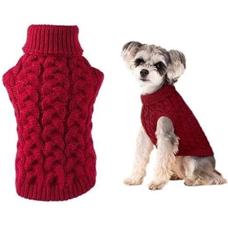 Dog sweater - Unknown brand - Red - Twisted turtleneck - Size XS (1/4)