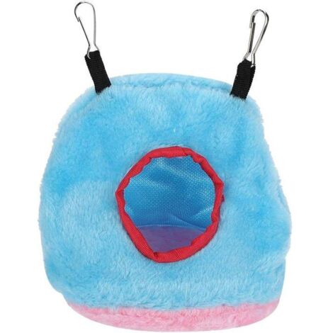 Bird's Nest Cozy Winter House, Plush Parrot Hammock Swing Bed for 11-inch Cage, Blue Basket (1/5)