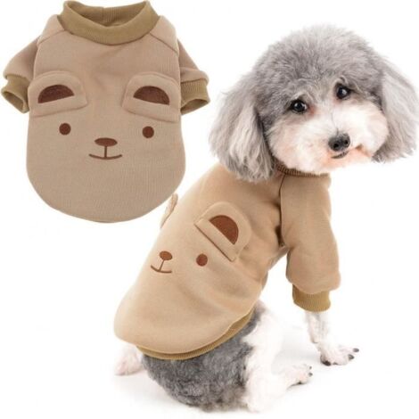 Small Dog Winter Coat - Brown - Soft and Warm Sweaters - Cold Weather Clothing (1/4)