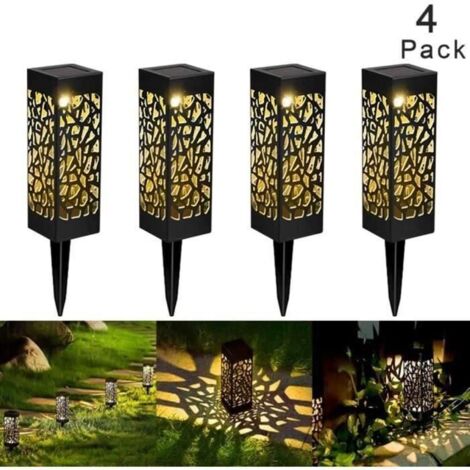 Lampe Solaire de Jardin LED - Imperméable - 4 Ampoules - Acier Inoxydable - Détecteur de Mouvement (1/4)