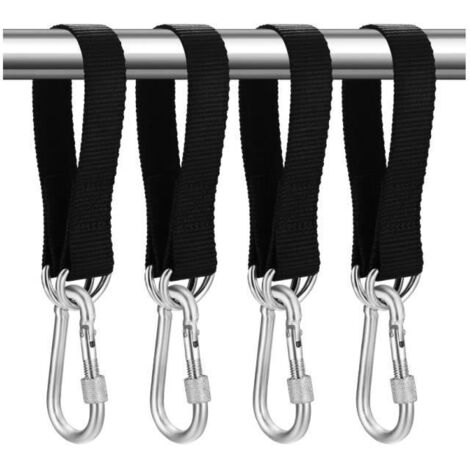 Sangles de Fixation pour Balançoire - 30 cm x 25 mm - Polyester Haute Résistance - Lot de 4 - Noir (1/4)