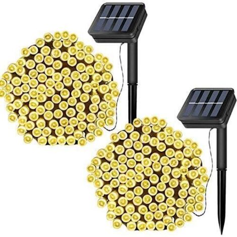 Guirlande lumineuse solaire - Lot de 2 - 200 LED - Étanche - 8 modes d'éclairage (1/4)