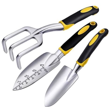 Râteau, kit de jardinage, truelle de culture, fourchette à main durable avec trous de suspension, outil de plantation de fleurs (1/4)