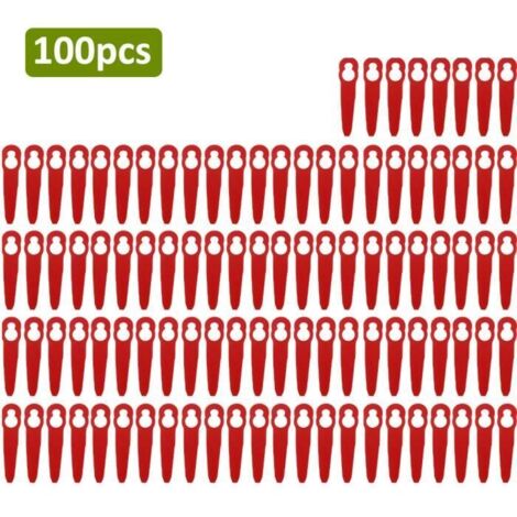 Lot de 100 lames plastique pour coupe-bordure Florabest LIDL, trous de 12mm et 7mm.
